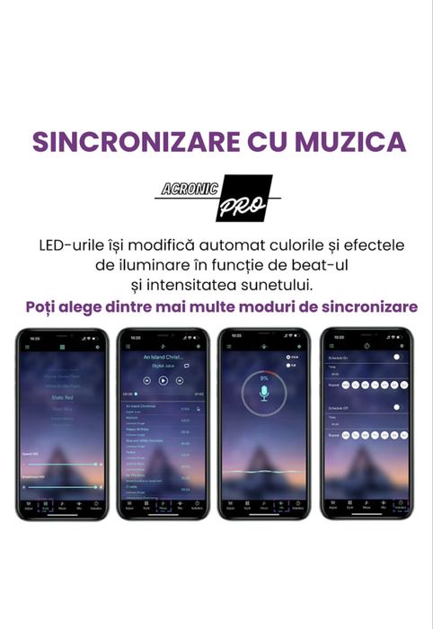 Set 4 Covorase auto Led, rezistente la apa, Bluetooth, LUX si ELEGANTA
