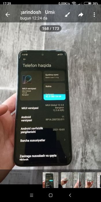Redmi not 11 4g holati ideal 128/8