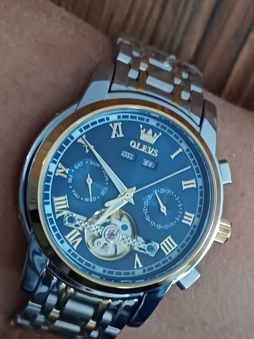 Olevs Автоматик, Скелетон,HD Светещ,Календар, Мултифункционален,3 ATM