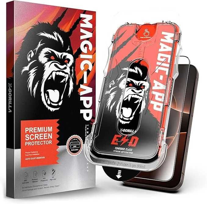 Gorilla glass протектор с лесно поставяне за iPhone 13/14/15/16/17