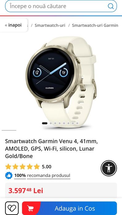 Smartwatch Garmin Venu 4, 41mm, AMOLED, GPS, Wi-Fi, silicon, NOU
