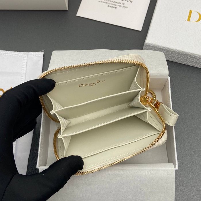 Christian Dior Caro Zipped Coin Wallet – White
