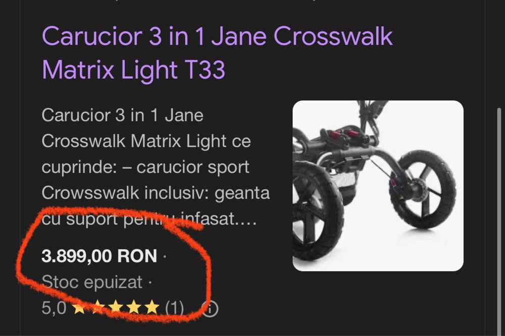 Carucior Jane Crosswalk Collection în stare impecabilă cu scoică