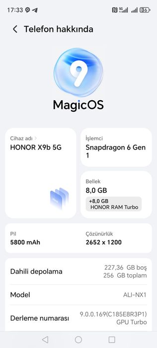 Honor x9b 5G 8+8 256