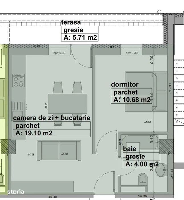 Apartament cu 2 camere, etaj 7, 44 mp utili , zona Vasile Alecsandri