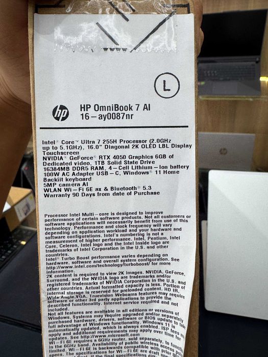 Noutbuk HP OmniBook 7 Intel Ultra 7 255H RTX 4050 16/1TB 16.0 2K OLED