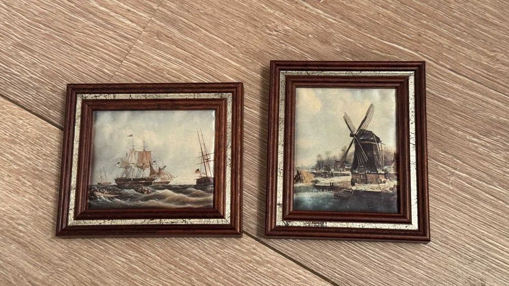 Комплект малки картини, коприна– 11см/ 9.5см