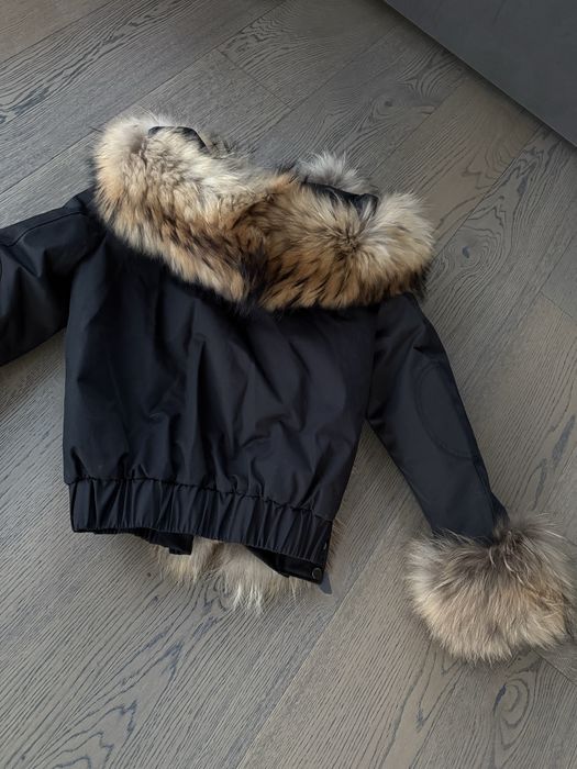 Нова черна парка с богат естествен косъм лисица дебело зимно яке с пух