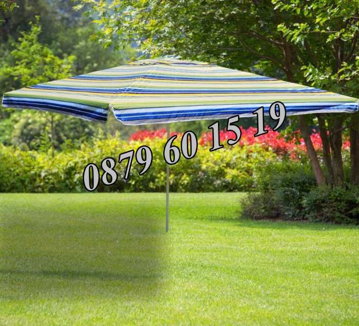 Квадратен градински чадър 2.60х2.60 м, многоцветен, покривало от плат