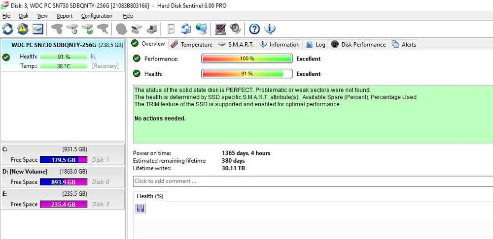 Solid State Drive SSD M.2 NVMe 256GB Western Digital PC SN730 SDBQNTY-256G PCIe Gen3 x4 Opal 2.01