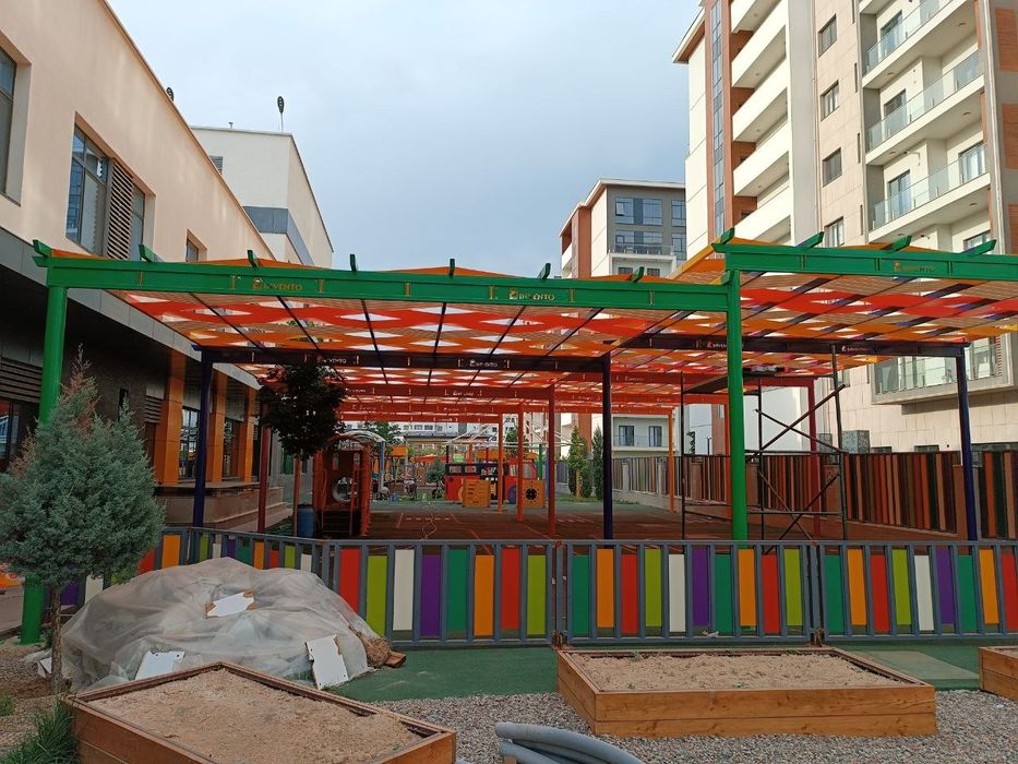 Баннер тент установка банер навес сетка солнце защита установка