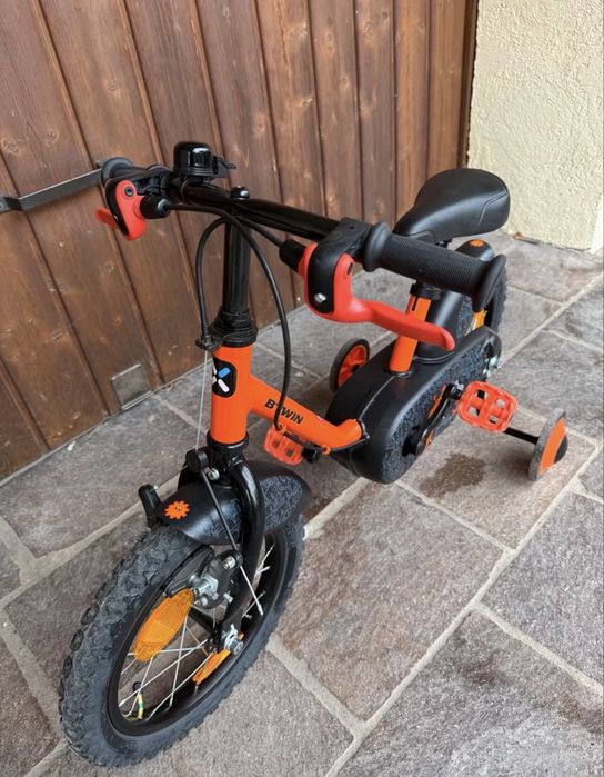 Bicicletă copii B’TWIN (Decathlon) 14”, 3–5 ani, cu roți ajutătoare