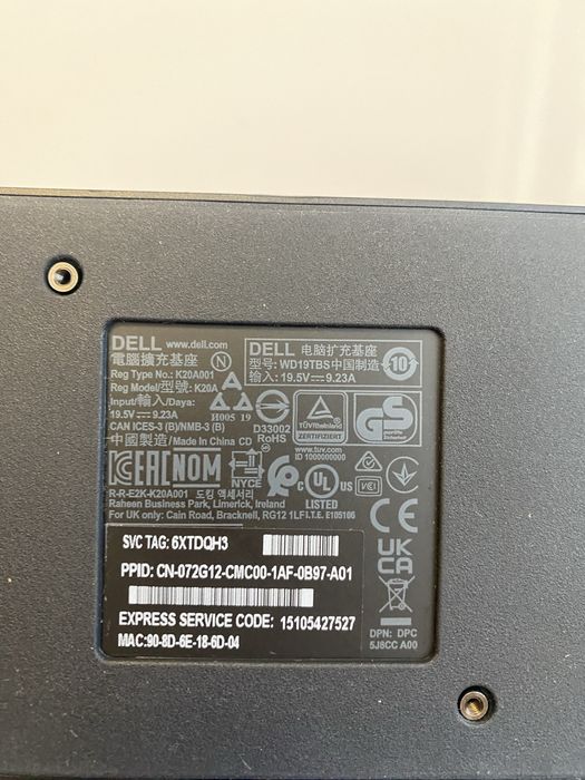 Docking Station Dell WD19TBS Thunderbolt