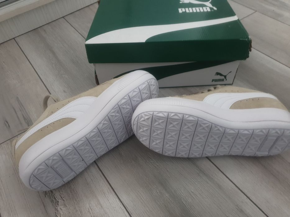 Adidasi puma cu cutie noi bej piele intoarsa naturala mayu 38 noi