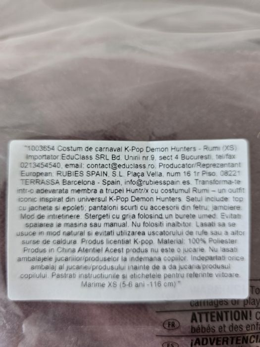 Costum Rummy XS 5-6 ani+ codite mov impletite + ciorapi negri