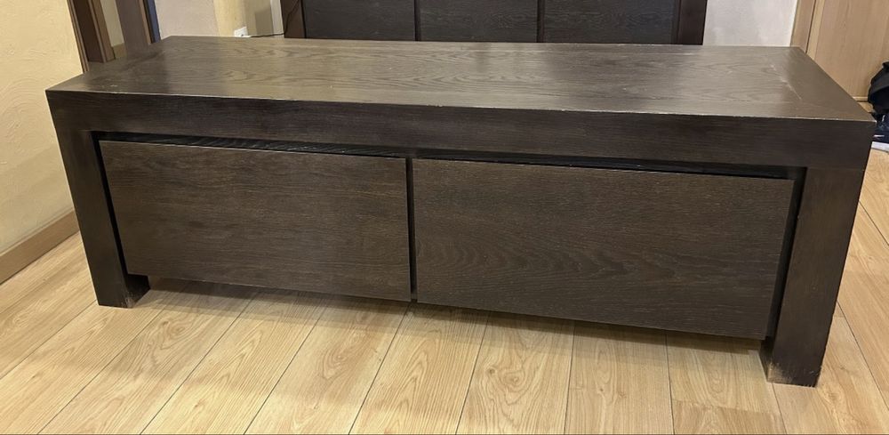 Масивен нисък шкаф – дъб, 160 х 52 х 55 см