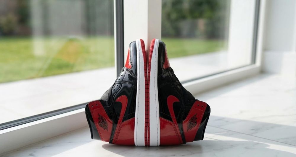 Adidasi Jordan 1 High Patent Bred Premium