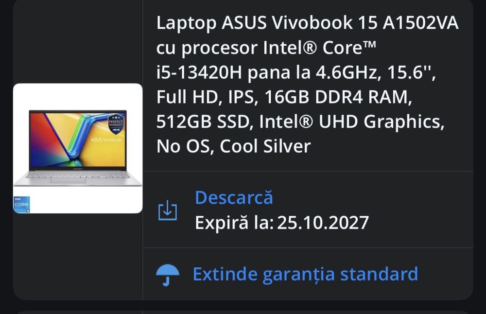 Laptop Asus Vivobook I5-13420H 16GB RAM