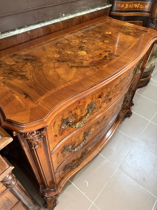 Comoda Vintage Lemn Masiv Intarsii Servanta Bronz Baroc