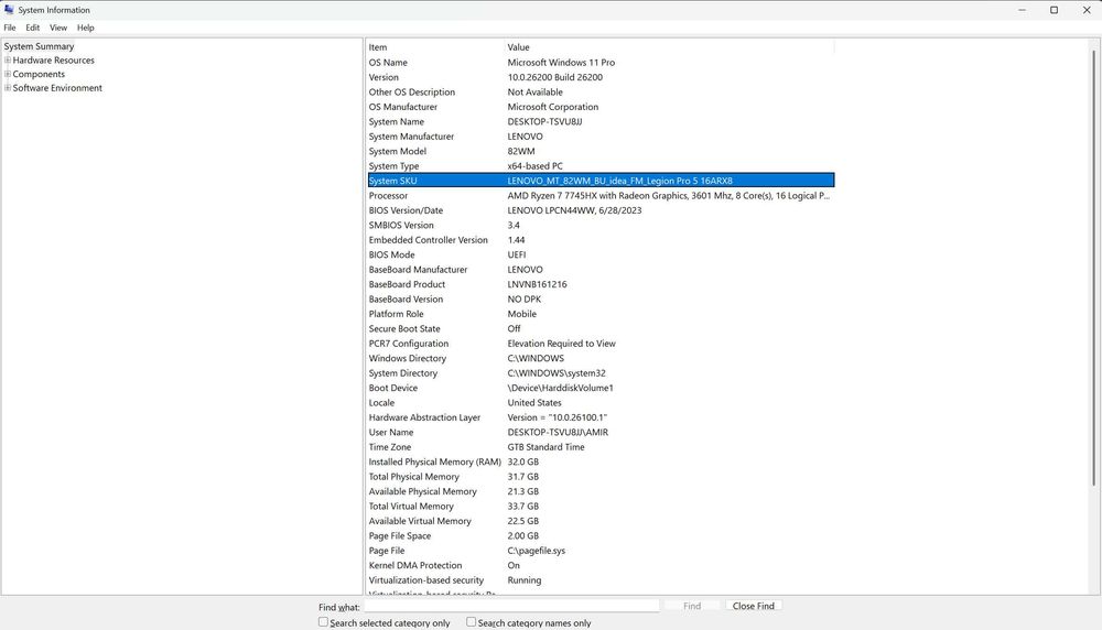 Lenovo Legion Pro 5 16ARX8 – laptop gaming