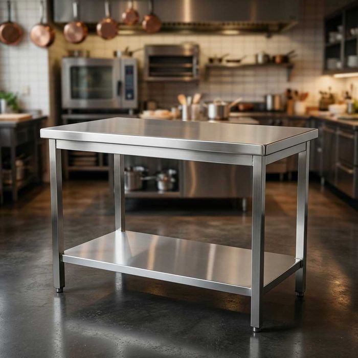 Nerjaveyka oshxona stoli 1.1m / Стол рабочий Нержавейка (с полкой)