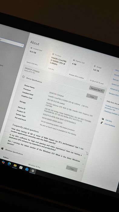 Лаптоп Acer Aspire 7 (A715-74G) - Перфектно състояние