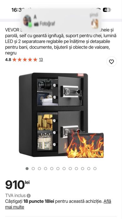 Seif vevor cu dou uşi