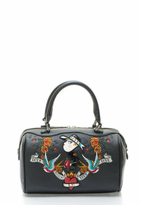 Love moschino кожена чанта с апликации