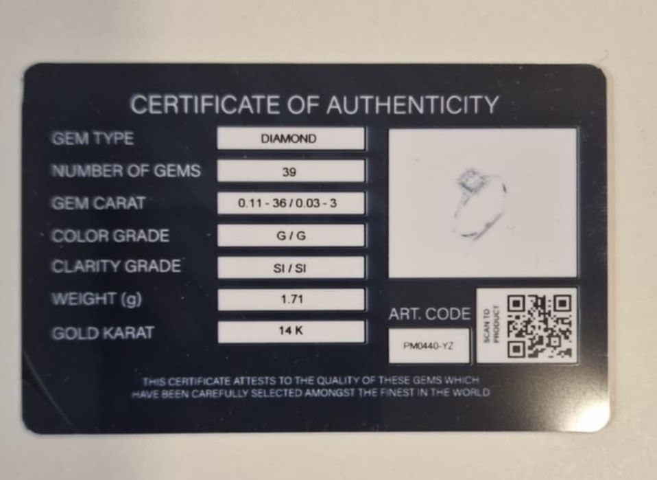 Inel aur alb 14 k cu diamante