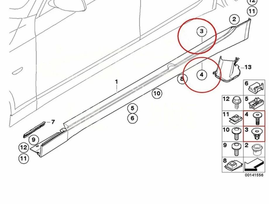 Дистанционни Щипки / втулки външен праг за BMW е60 е61 е63 е64 e90 e91