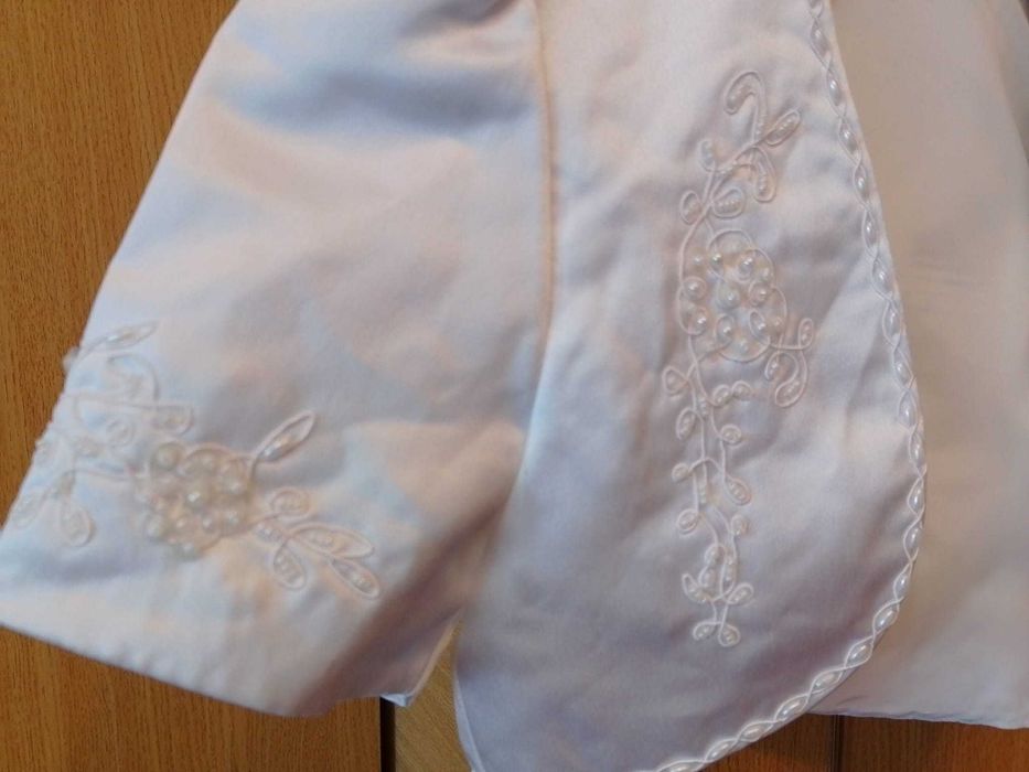 Bolero saten alb marimea 12 ani/152cm brodat