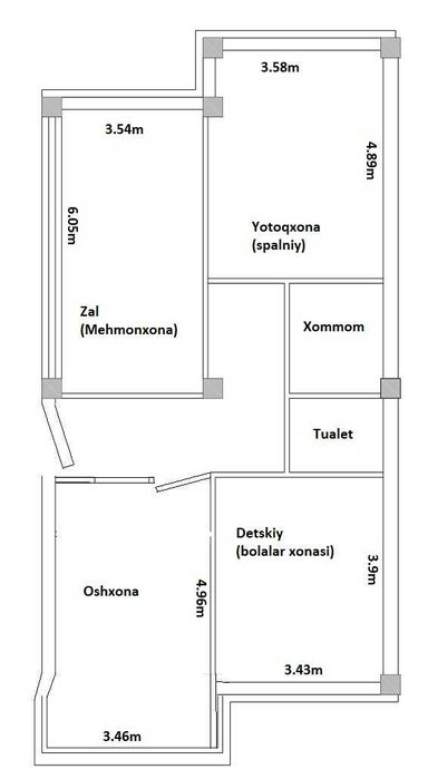 Chuqursoy tatarskiy povorot, 1-qavat 80kv.m, mebel-texnika bilan