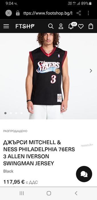 Mitchell & Ness Philadelphia NBA Allen Iverson #3  Mens  M НОВО