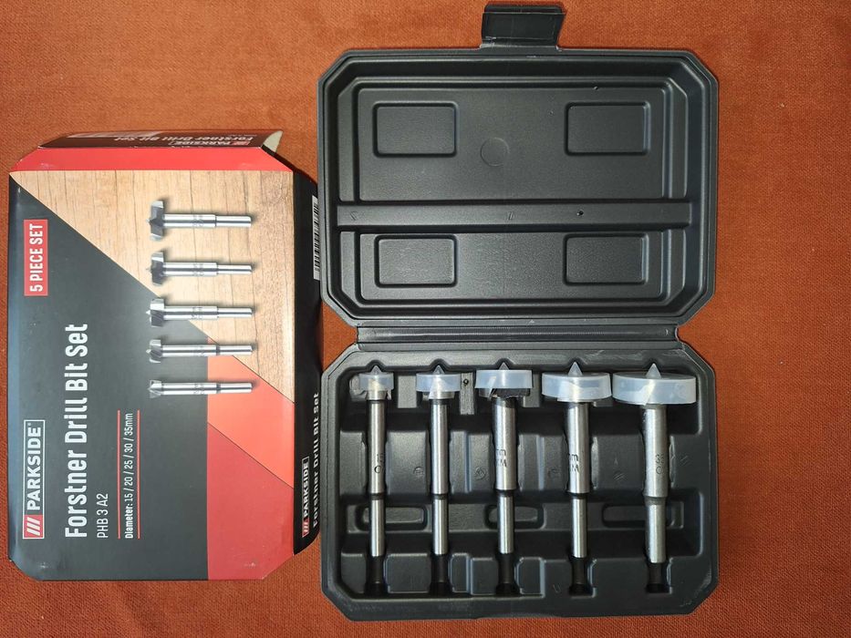 Set de 5 freze burghie Forstner, pentru lemn, 15-35 mm, tija cilind