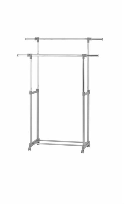 Suport / stander haine cu doua bare umerase, metal + plastic, 90 / 139 x 42.5 x 95.5 / 169 cm