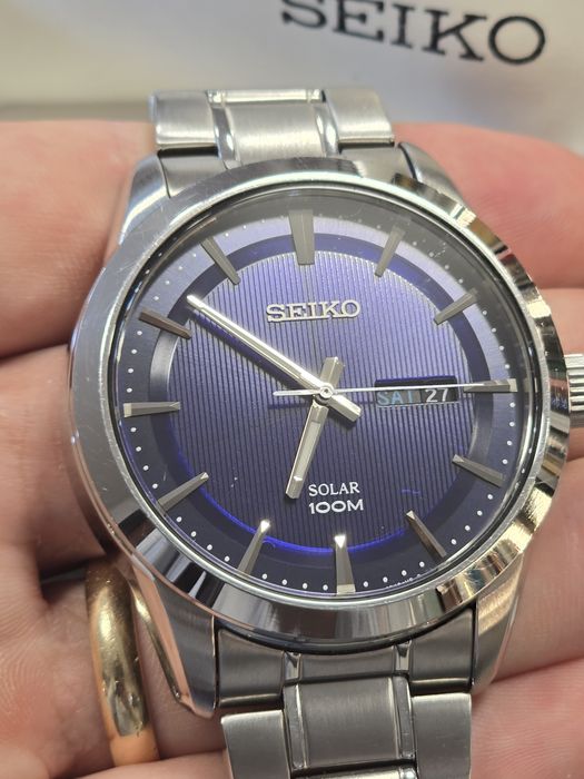 Seiko SNE361 Solar – ceas bărbătesc, set complet cu cutie originală și etichetă de preț