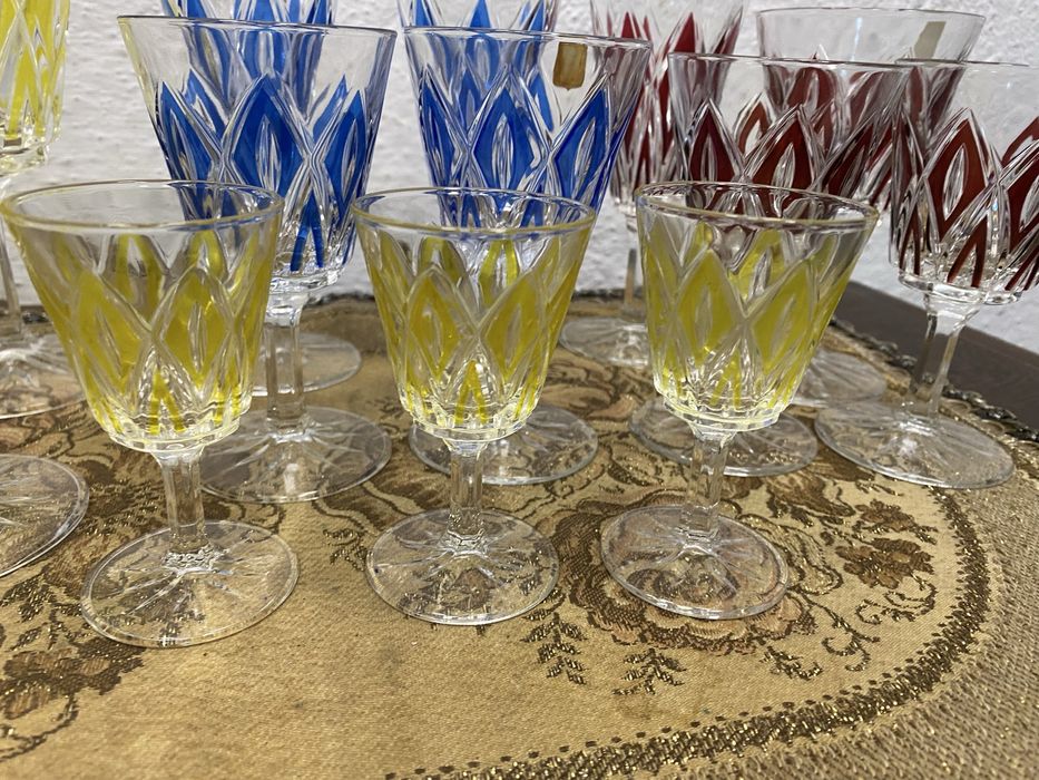 Немски кристални чаши цветно стъкло