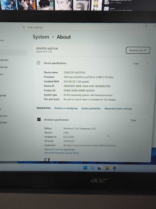 Acer Aspire 5 i5 1240p RTX 2050 4GB 16GB RAM 256 SSD