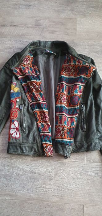 Geaca / jacheta piele ecologica si sacou bumbac Desigual, marimea M