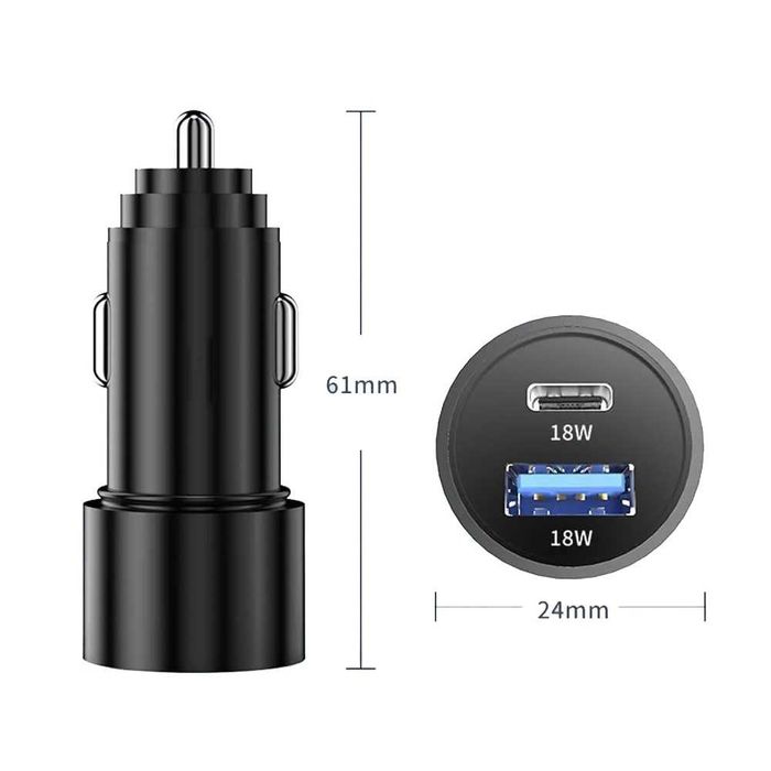 Универсално USB Зарядно с Метален Корпус 12-24V, 2x18W или до 63w