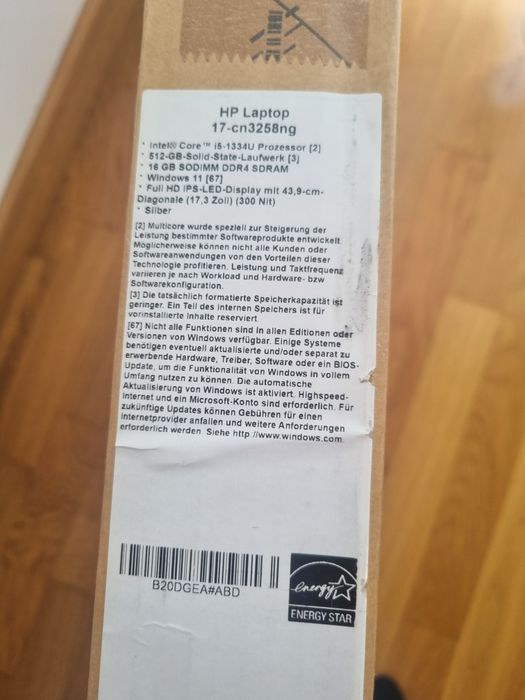 Laptop Hp nou, 16 Gb Ddr4 3200 Mhz, diagonala 17,3 ".