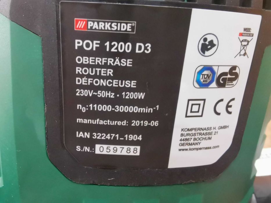 НОВА Parkside Оберфреза 1200W за дърво пластамас и метали  6бр.Фрези