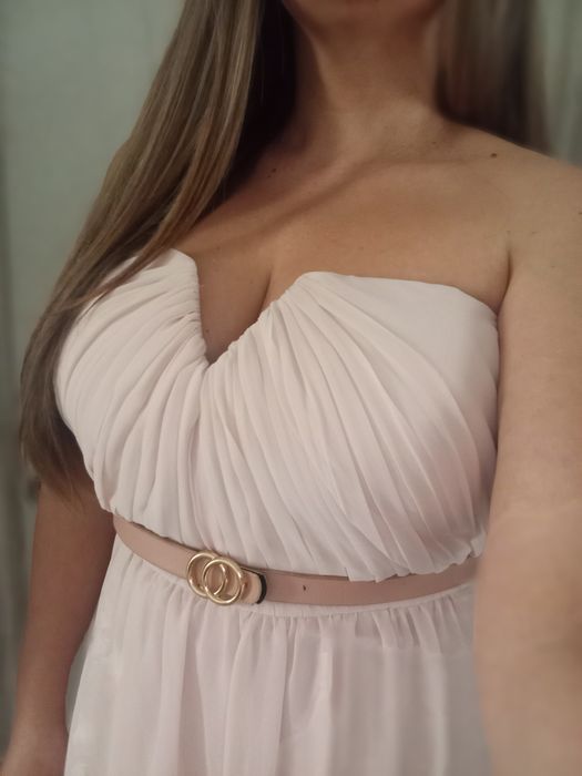 Дамска рокля за повод М/Л цвят пудра