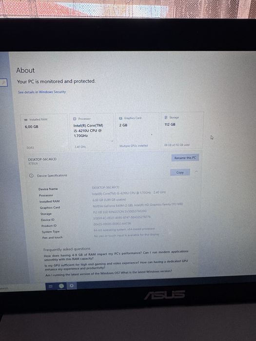 Лаптоп Asus model f751l