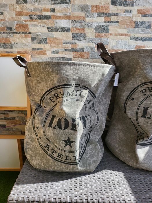 Кош за пране за дрехи за съхранение с надпис 2 цвята и дръжки