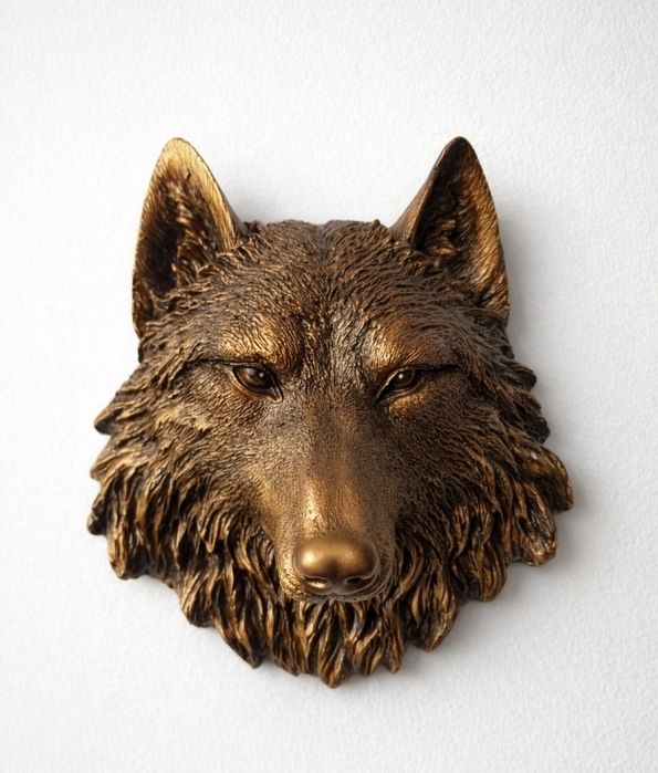 Настенный декор, голова волка, гипс