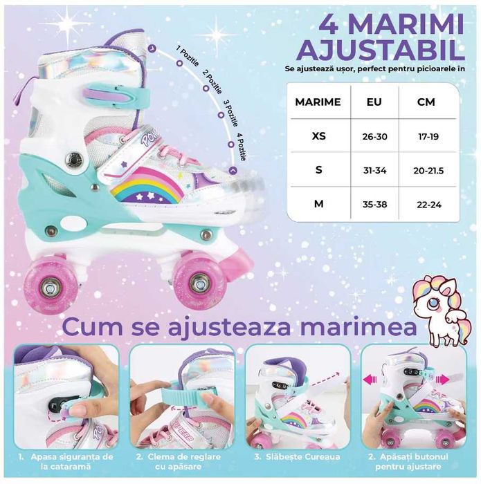 Role 26-30 reglabile copii roti luminoase silicon rulmenti ABEC7 fete