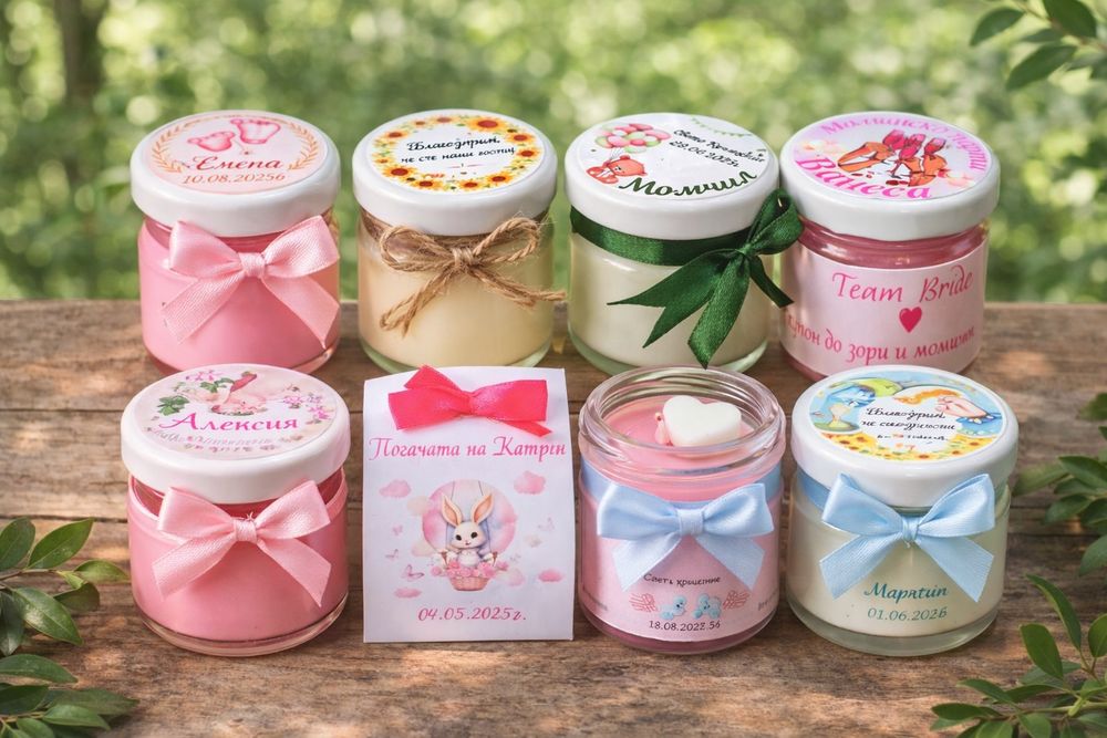 Декорирани бурканчета със свещ или мед – нежен подарък за вашите гости