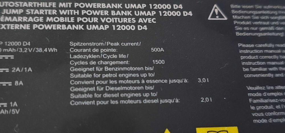 Starter mobil pornire automata ULTIMATE SPEED UMAP 12000 D4 power bank