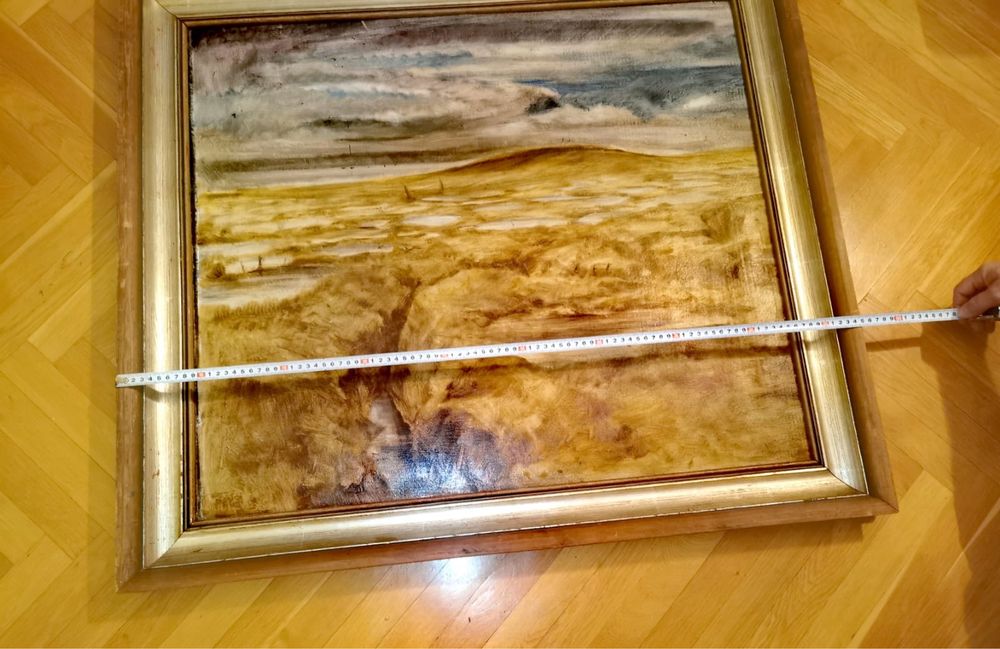 Картина масло фазер пейзаж Есен голяма размери 85х95 см. дървена рамка